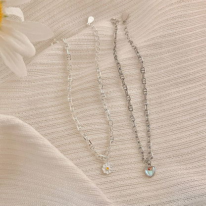 Women's Twin Pig Nose Daisy Moonstone Lovely Bracelets