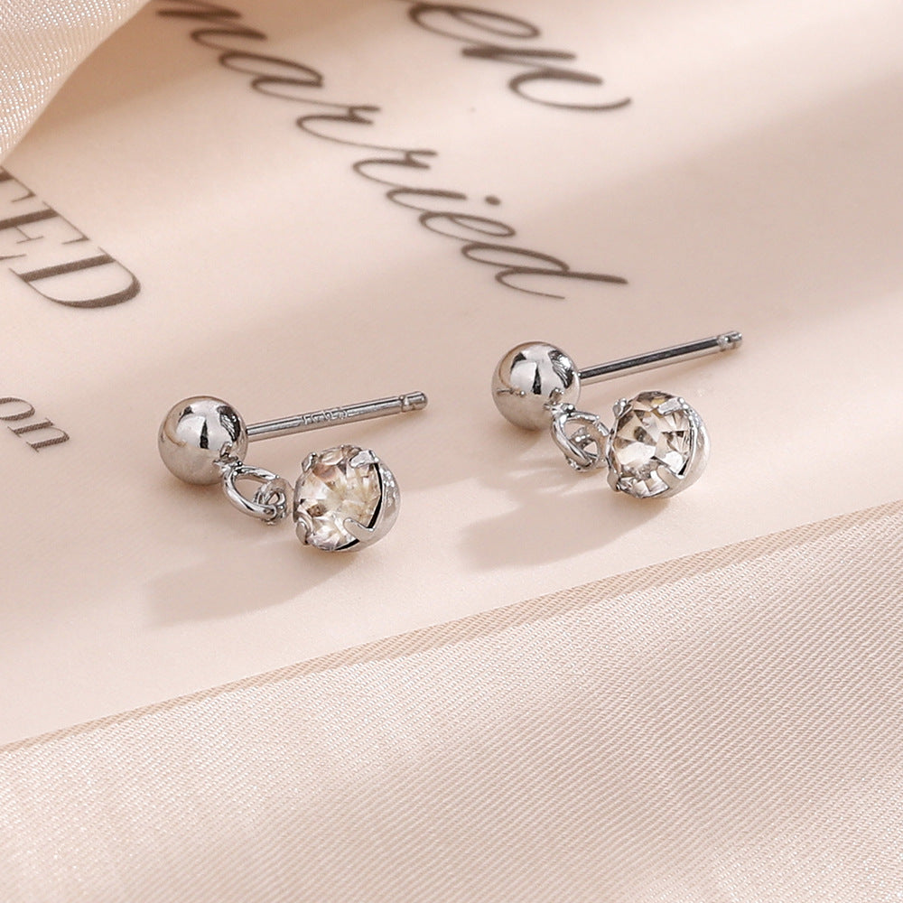 Cute Mini Single Diamond Beads Bean-shaped Rings