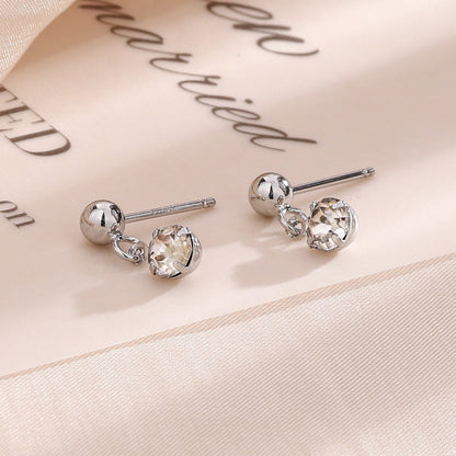 Cute Mini Single Diamond Beads Bean-shaped Rings