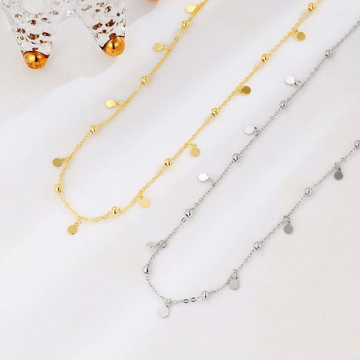 Women's Sterling Sier Spacer Bead Temperamental Minority High-grade Ornament Light Necklaces