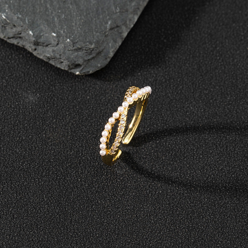 Women's Special Interest Light Luxury Design Pearl Fashion Rings