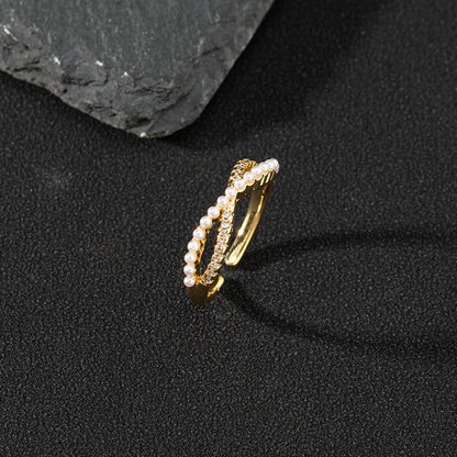 Women's Special Interest Light Luxury Design Pearl Fashion Rings