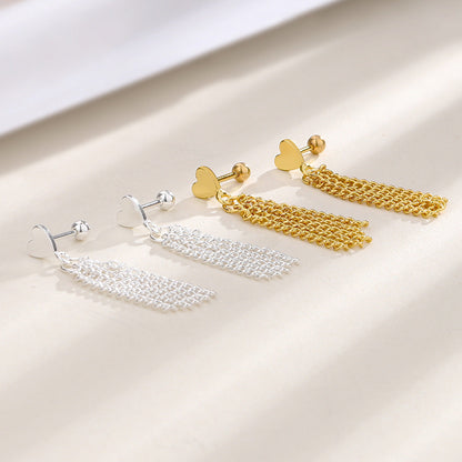 Heart Chain Tassel Popular Niche Design Earrings