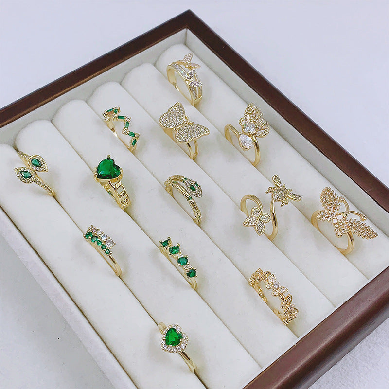 Diamond Love Heart Bow Tie Geometric Rings