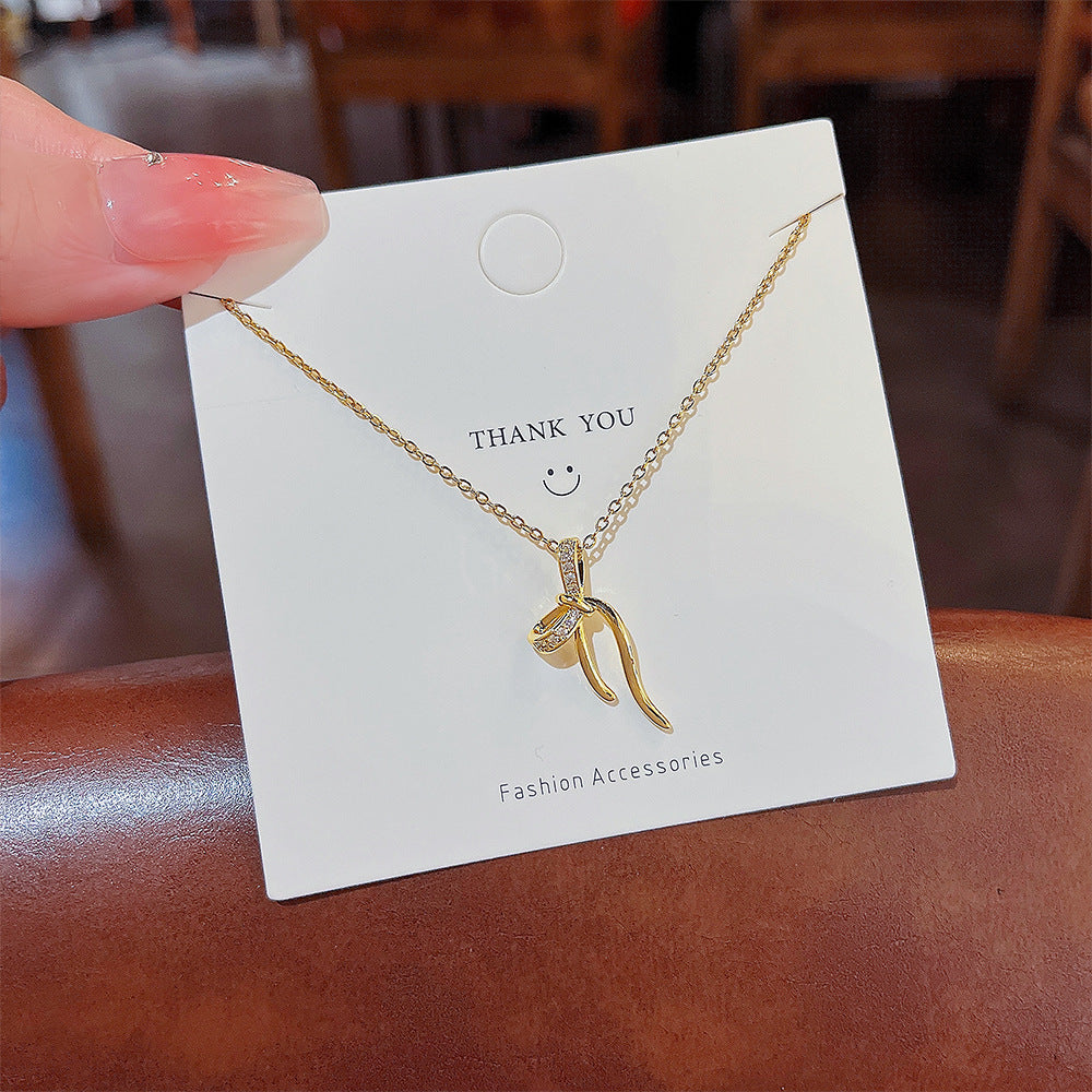 Women's Cold Bow Pendant Simple Clavicle Chain Accessories Necklaces