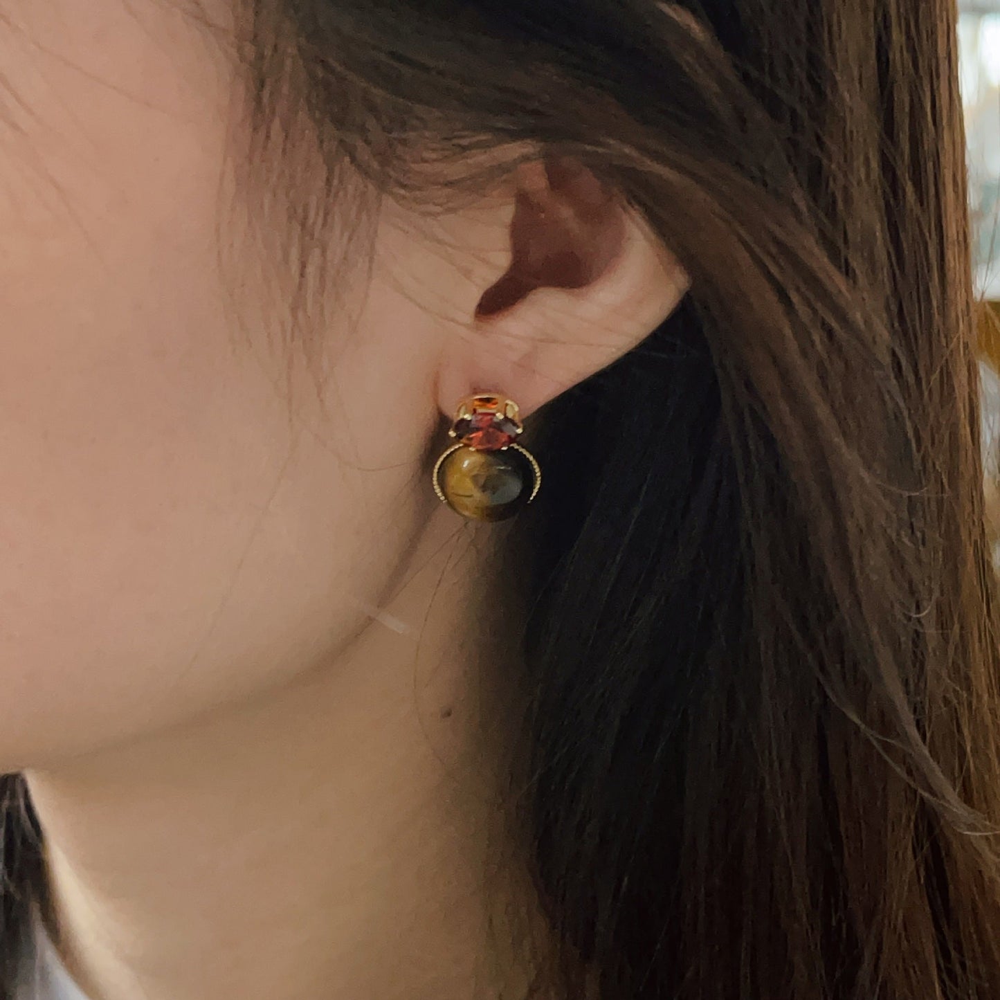 Color Tigereye Advanced Simple Amber Delicate Earrings