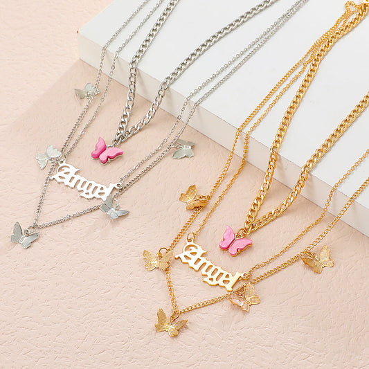Women's Tassel Fashion Graceful Geometric Metal Letter Necklaces