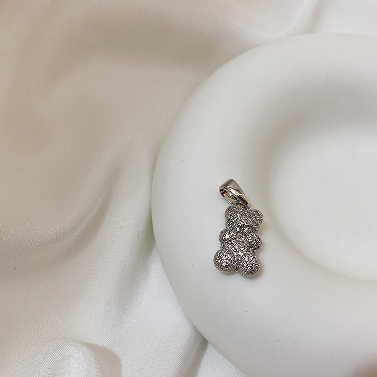Transparent Bear Metal Smiley Pendant Female Necklaces