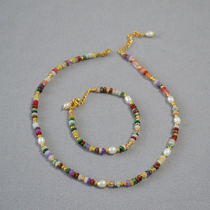 Women's Style Natural Colored Stone Beaded Freshwater Necklaces