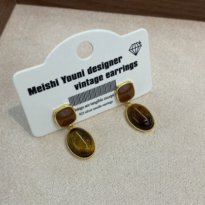 Color Tigereye Advanced Simple Amber Delicate Earrings