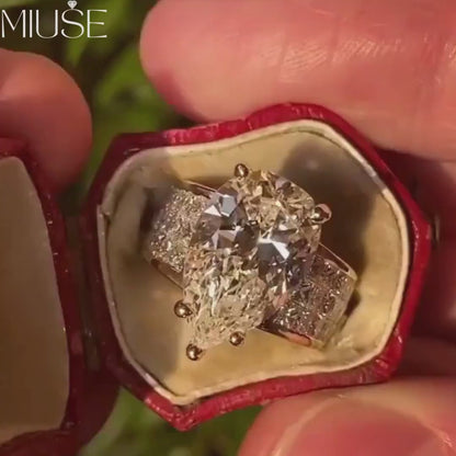 8Ct Wide Shank Pear Cut Engagement Ring-Miusejewelry