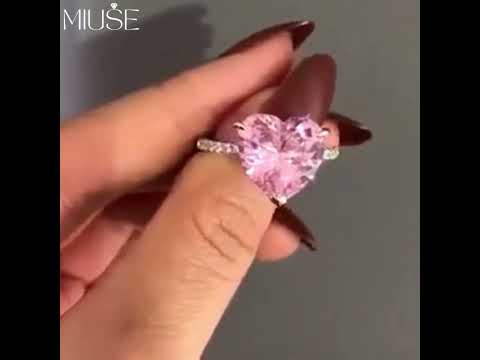 Heart Cut Pink Sapphire Dainty Engagement Ring-Miusejewelry