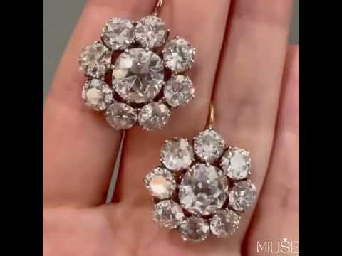 12Ct White Sapphire Cluster Flower Drop Earrings-Miusejewelry