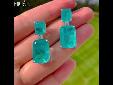 30Ct Paraiba Tourmaline Drop Earrings-Miusejewelry