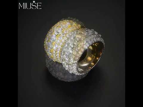 5 Layer Round White Diamond White Sapphire Wedding Ring-Miusejewelry