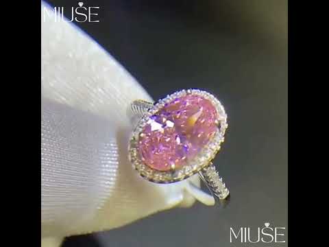 8Ct Oval Cut Pink Engagement Ring-Miusejewelry