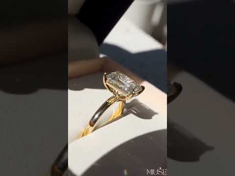 6Ct Baguette Cut White Sapphire Engagement Ring-Miusejewelry
