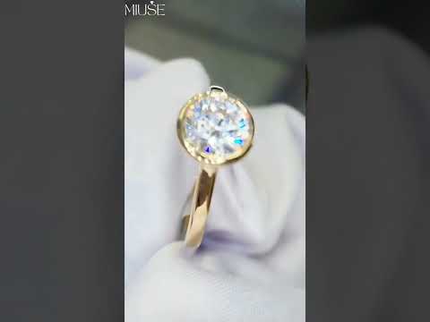 6Ct Round Cut White Sapphire Yellow Gold Engagement Ring-Miusejewelry