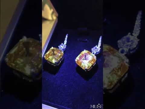 16Ct Asscher Cut Yellow Sapphire Drop Earrings-Miusejewelry