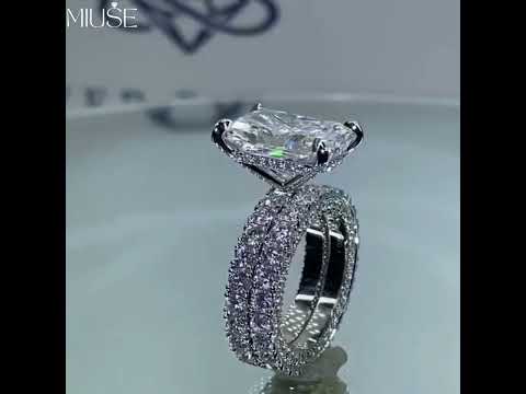 8Ct Radiant Cut White Sapphire Bridal Set-Miusejewelry