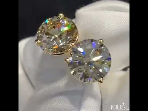 4Ct Round Cut White Sapphire Stud Earrings in Gold-Miusejewelry