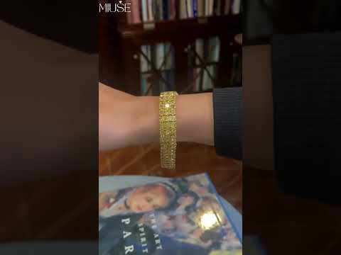 26Ct Round Cut Yellow Sapphire Handmade 3 Rows Bracelet-Miusejewelry