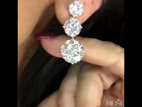 12Ct Round Cut White Sapphire Drop Earrings-Miusejewelry