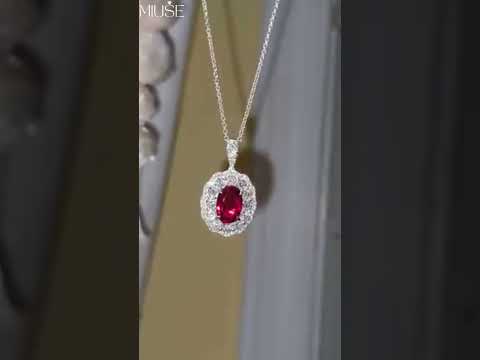 18Ct Oval Cut Ruby Sapphire Necklace-Miusejewelry