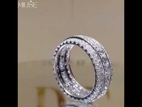 12Ct Asscher Cut White Sapphire Eternity Band-Miusejewelry