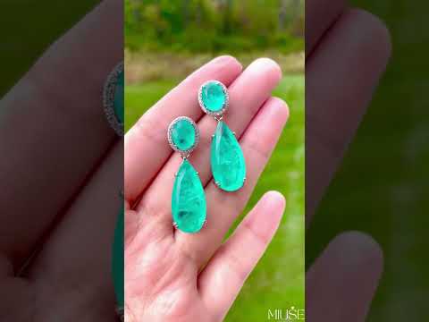 16Ct Pear Cut Blue Sapphire Drop Earrings-Miusejewelry