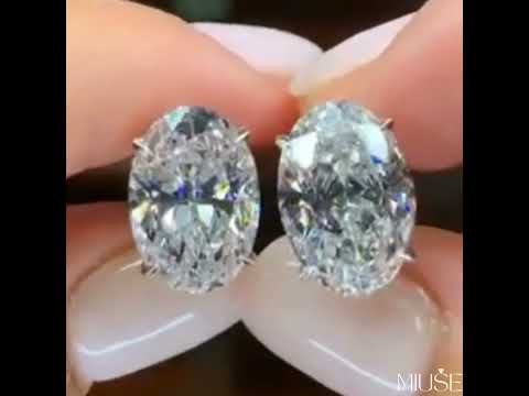 9Ct Oval Cut White Sapphire Stud Earrings-Miusejewelry
