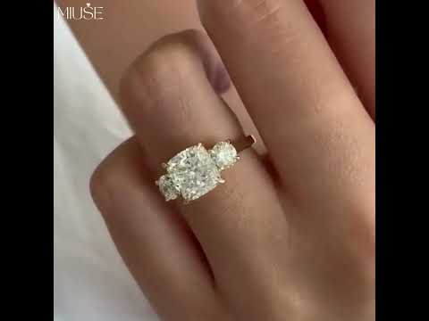 9Ct Cushion Cut White Sapphire Engagement Ring-Miusejewelry