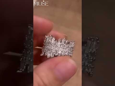 Luxury Irregular Multi-Cut 925 Sterling Silver Wedding Ring-Miusejewelry