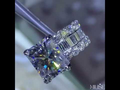 10Ct Baguette Cut White Sapphire Engagement Ring-Miusejewelry