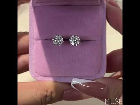 10Ct Classic White Sapphire Round Cut Stud Earrings-Miusejewelry