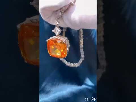 69Ct Cushion Cut Yellow Sapphire Statement Necklace-Miusejewelry