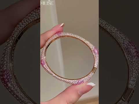13Ct Multicolor Sapphrie Paved Square Bangle-Miusejewelry
