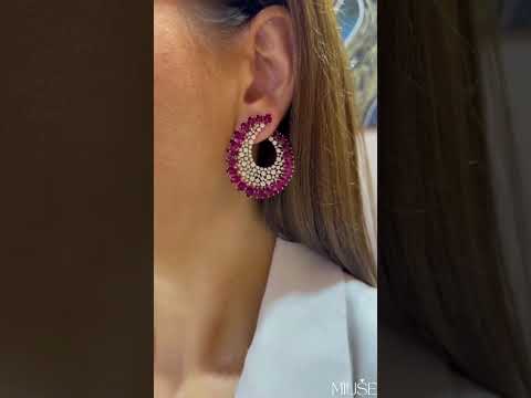 Nature Inspired 16Ct Oval Cut Ruby Statement Earrings-Miusejewelry